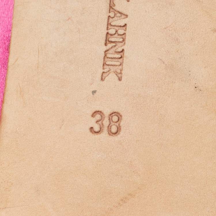 Pre Owned Manolo Blahnik Pink Satin Hangisi Ballet Flats Size 38