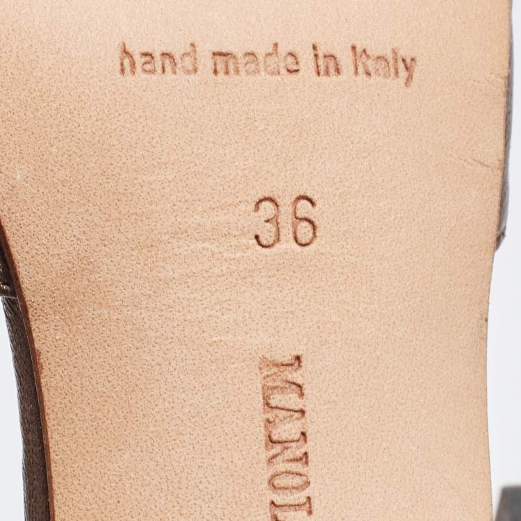 Pre Owned Manolo Blahnik Metallic Leather Sedaraby Pumps Size 36