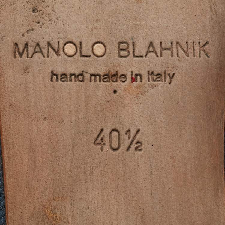 Pre Owned Manolo Blahnik Blue Denim Hangisi Embellished Pointed Toe Ballet Flats Size 40.5