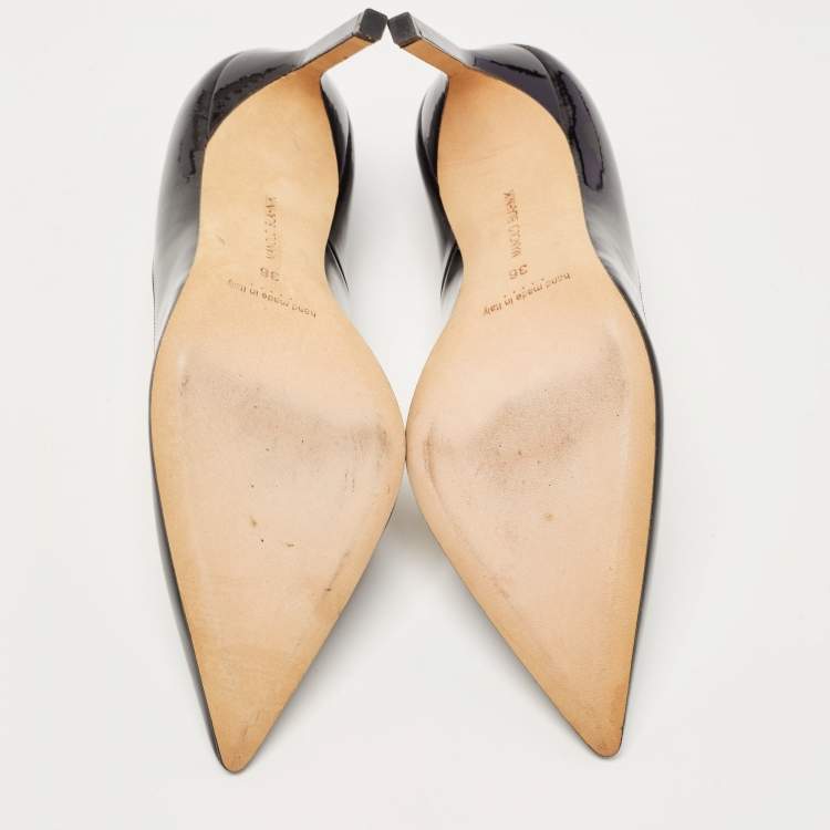 Pre Owned Manolo Blahnik Black Patent BB  Pumps Size 36