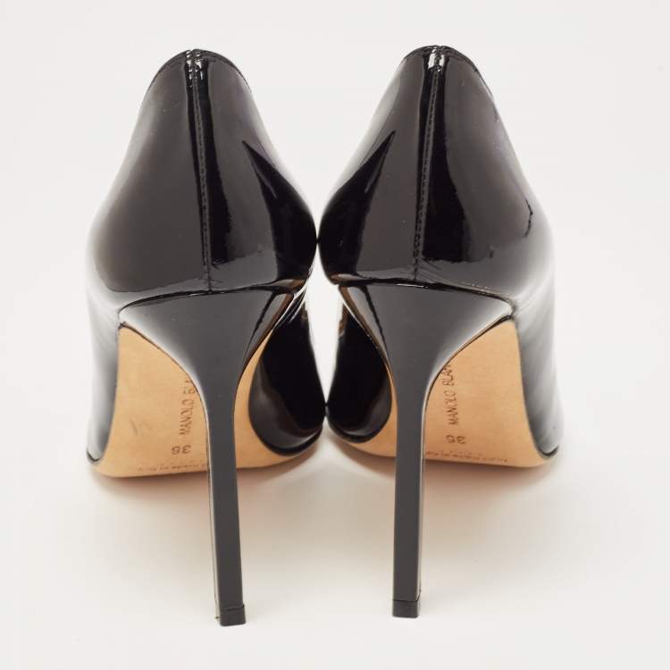 Pre Owned Manolo Blahnik Black Patent BB  Pumps Size 36