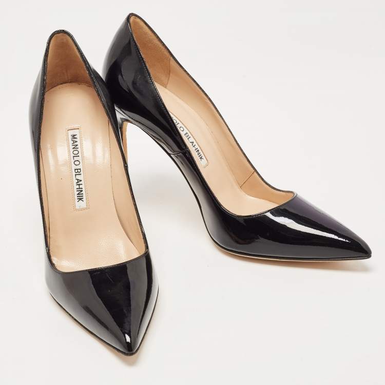 Pre Owned Manolo Blahnik Black Patent BB  Pumps Size 36