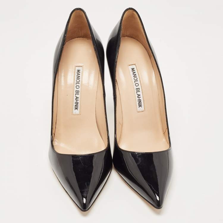 Pre Owned Manolo Blahnik Black Patent BB  Pumps Size 36