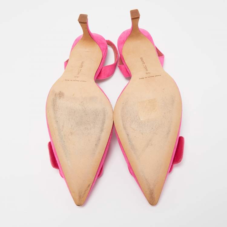 Pre Owned Manolo Blahnik Pink Suede Maysale Slingback Pumps Size 38