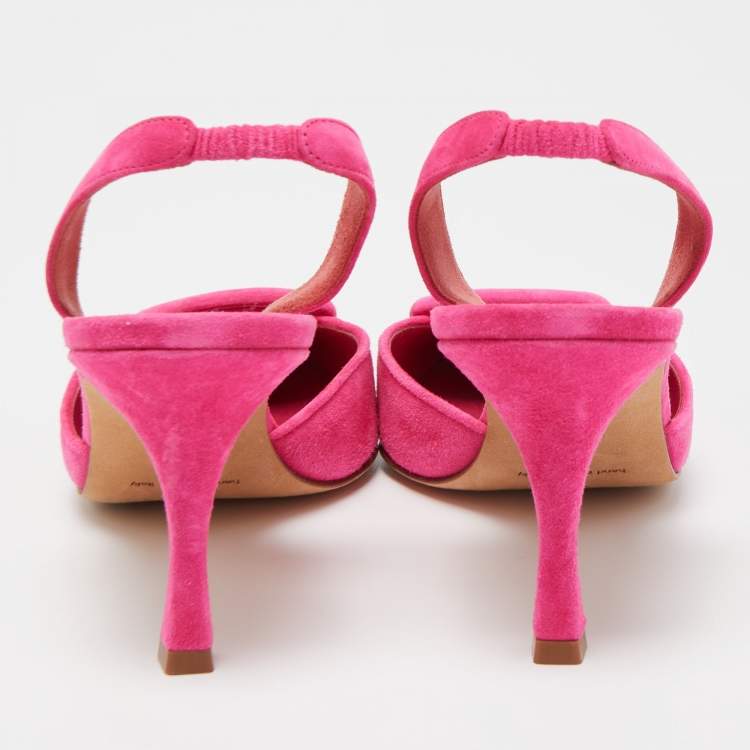 Pre Owned Manolo Blahnik Pink Suede Maysale Slingback Pumps Size 38