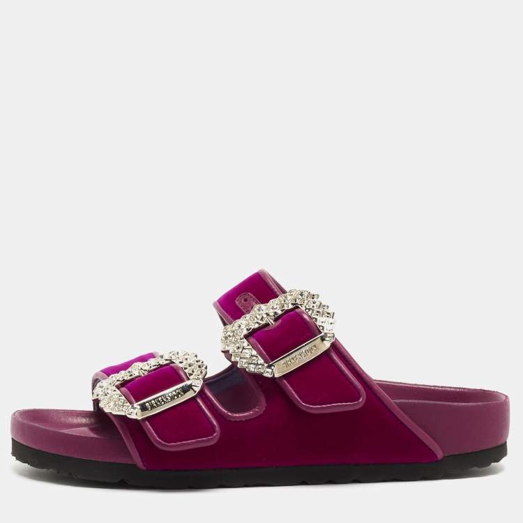 Manolo Blahnik x Birkenstock Purple Velvet Crystal Embellished