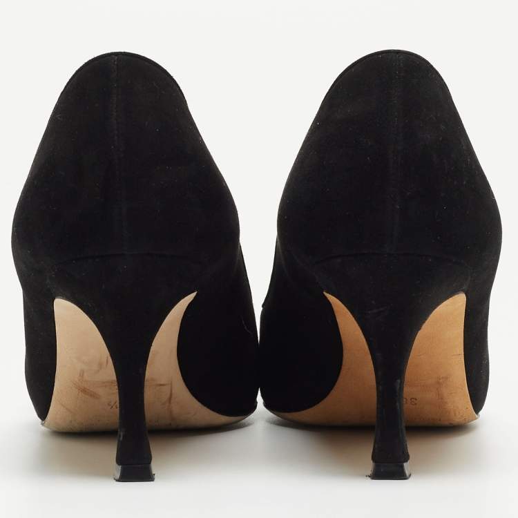 Pre Owned Manolo Blahnik Black Suede Maysale Pumps Size 36.5