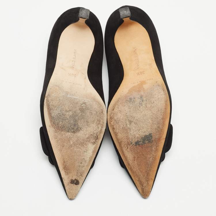 Pre Owned Manolo Blahnik Black Suede Maysale Pumps Size 36.5