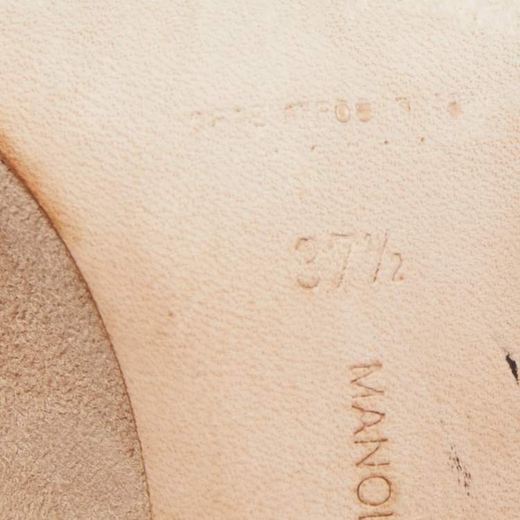 Pre Owned Manolo Blahnik Beige Suede Maysale Pumps Size 37.5
