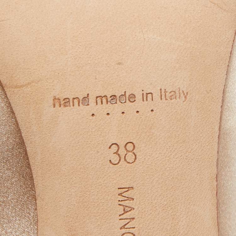 مملوكة مسبقًا Manolo Blahnik Beige Satin Okkaava Pumps Size 38