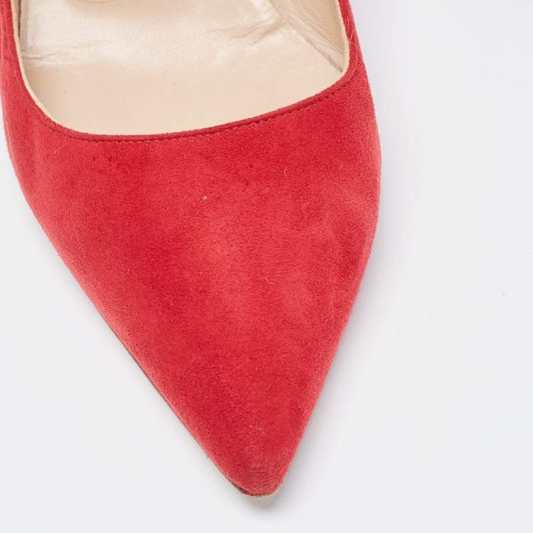 مملوكة مسبقًا Manolo Blahnik Red Suede BB Pointed Toe Pumps Size 37.5
