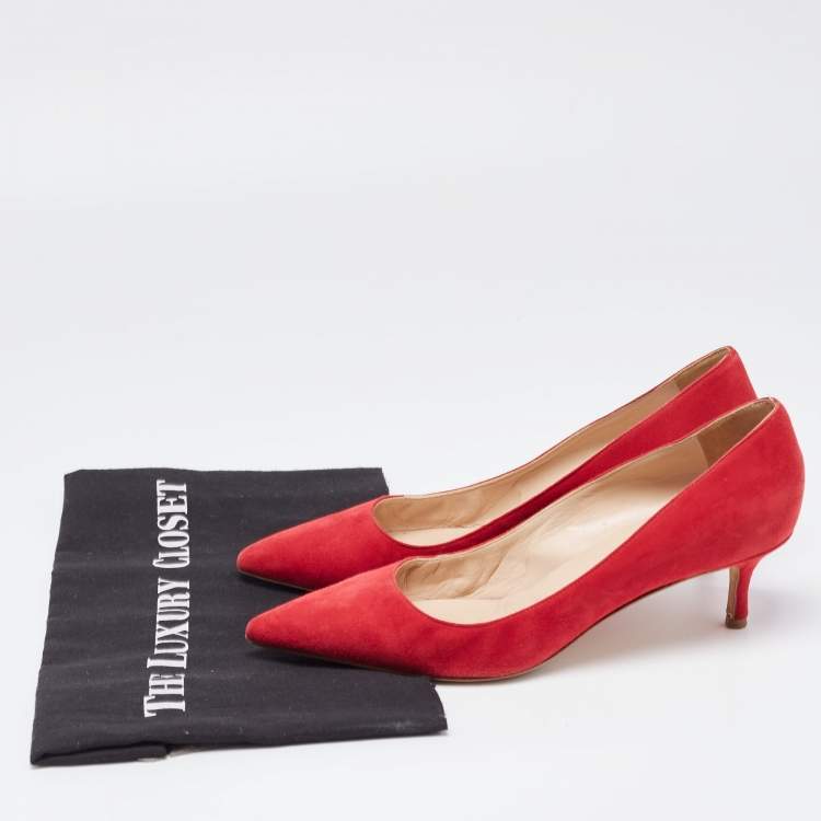 مملوكة مسبقًا Manolo Blahnik Red Suede BB Pointed Toe Pumps Size 37.5