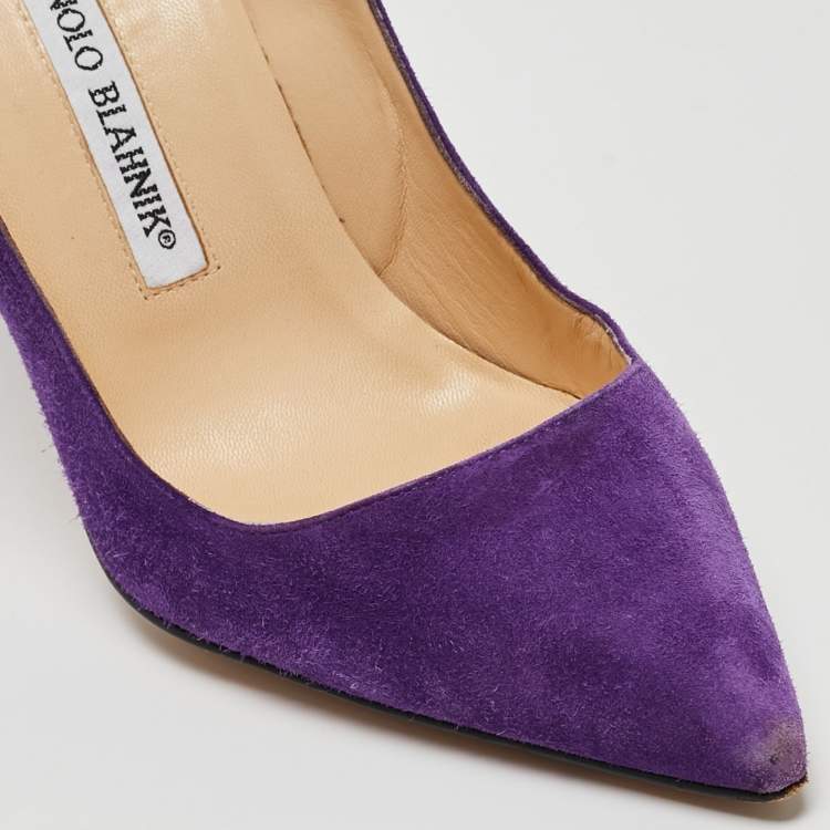 Pre Owned Manolo Blahnik Purple Suede BB Pointed Toe Pumps Size 36