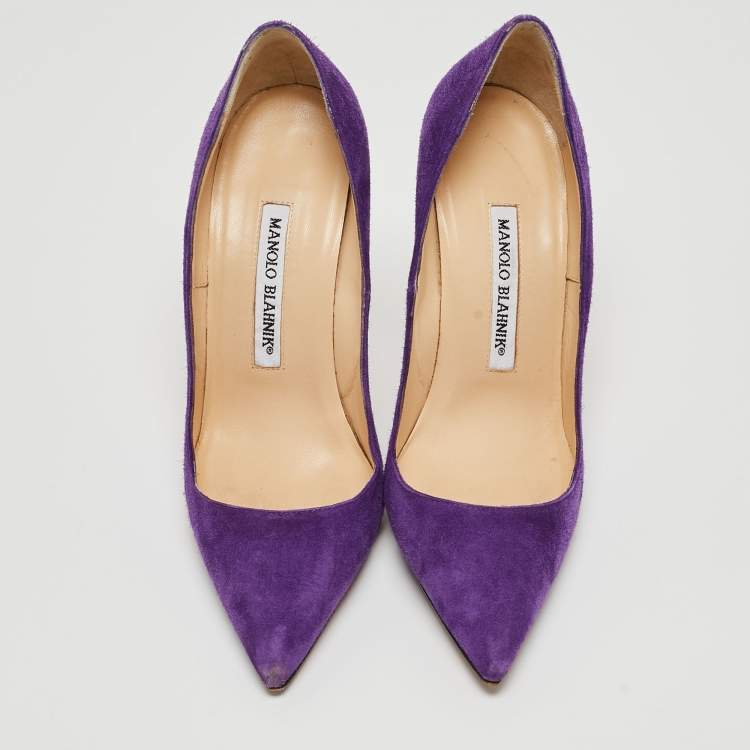Pre Owned Manolo Blahnik Purple Suede BB Pointed Toe Pumps Size 36