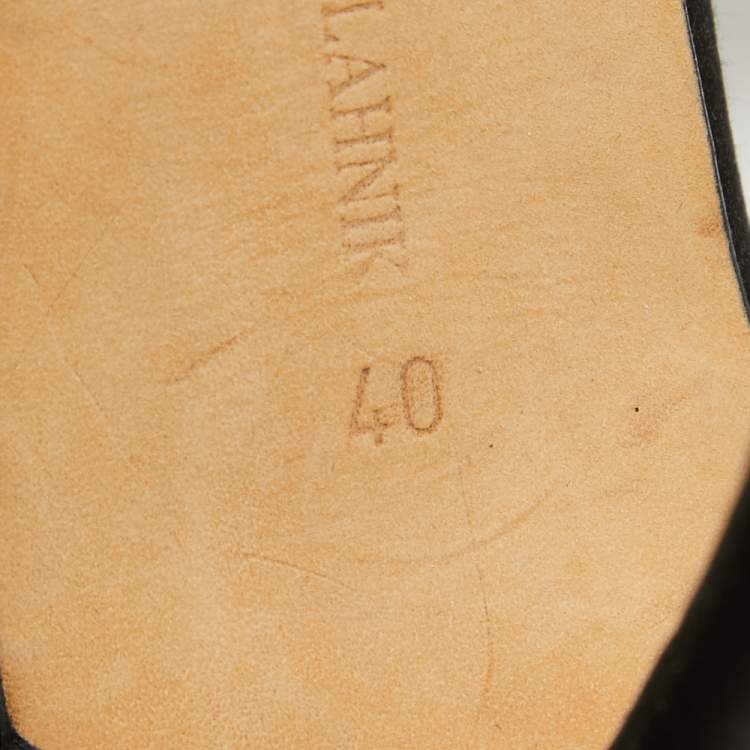 Pre Owned Manolo Blahnik Black Satin Bow Tie Sandals Size 40