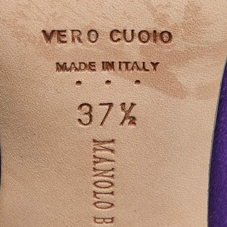 Pre Owned Manolo Blahnik Purple Satin Hangisi Pumps Size 37.5