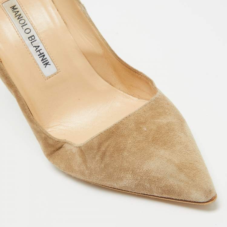 Pre Owned Manolo Blahnik Grey Suede BB Pointed Toe Pumps Size 38.5