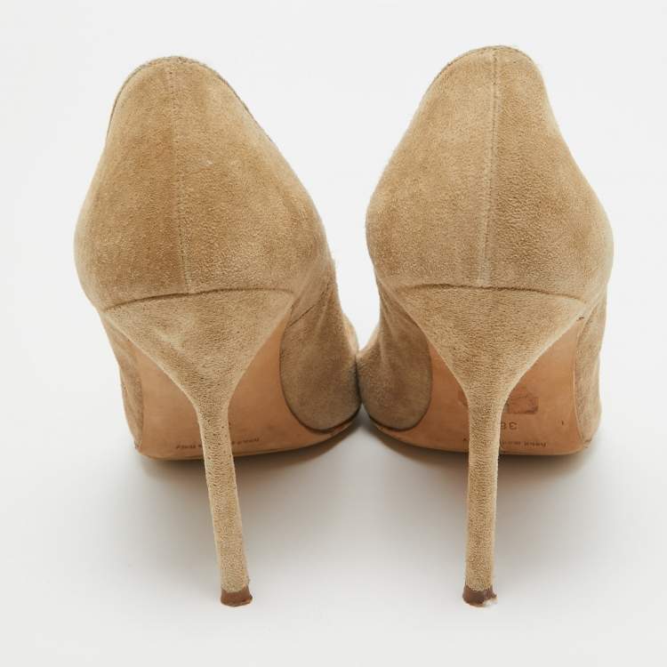 Pre Owned Manolo Blahnik Grey Suede BB Pointed Toe Pumps Size 38.5