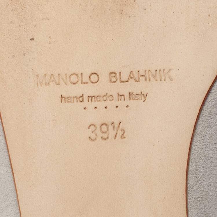 Pre Owned Manolo Blahnik Grey Suede Maysale Mules Size 39.5 