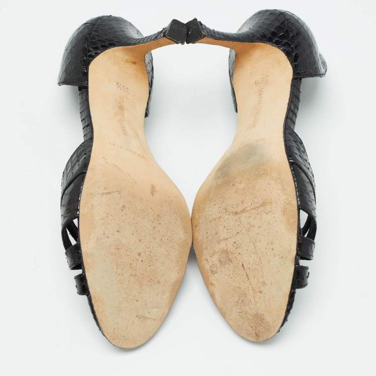 Pre Owned Manolo Blahnik Black Watersnake Blanchido Pumps Size 36.5