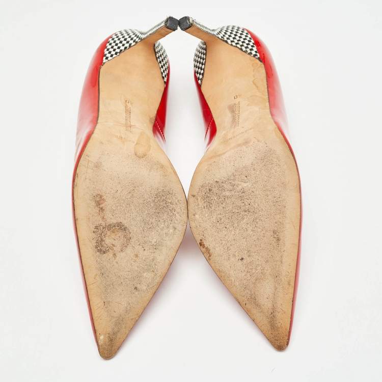 Pre Owned Manolo Blahnik Red Patent Leather Pointed Toe Pumps Size 40