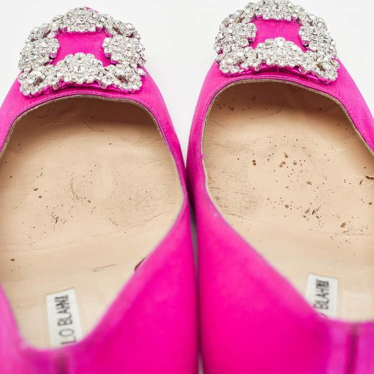 Pre Owned Manolo Blahnik Pink Satin Hangisi  Pumps Size 39
