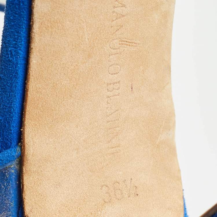 Pre Owned Manolo Blahnik Blue/Transperent PVC and Suede Mary Jane  Pumps  Size 36.5