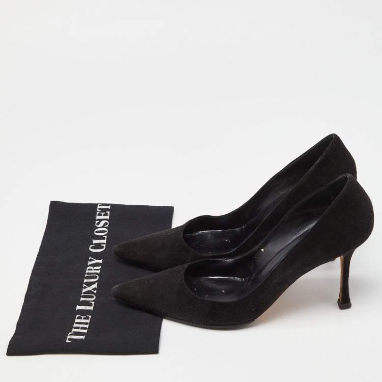 Pre Owned Manolo Blahnik Black Suede Pointed Toe Pumps Size 41.5
