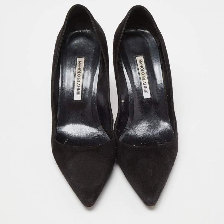 Pre Owned Manolo Blahnik Black Suede Pointed Toe Pumps Size 41.5
