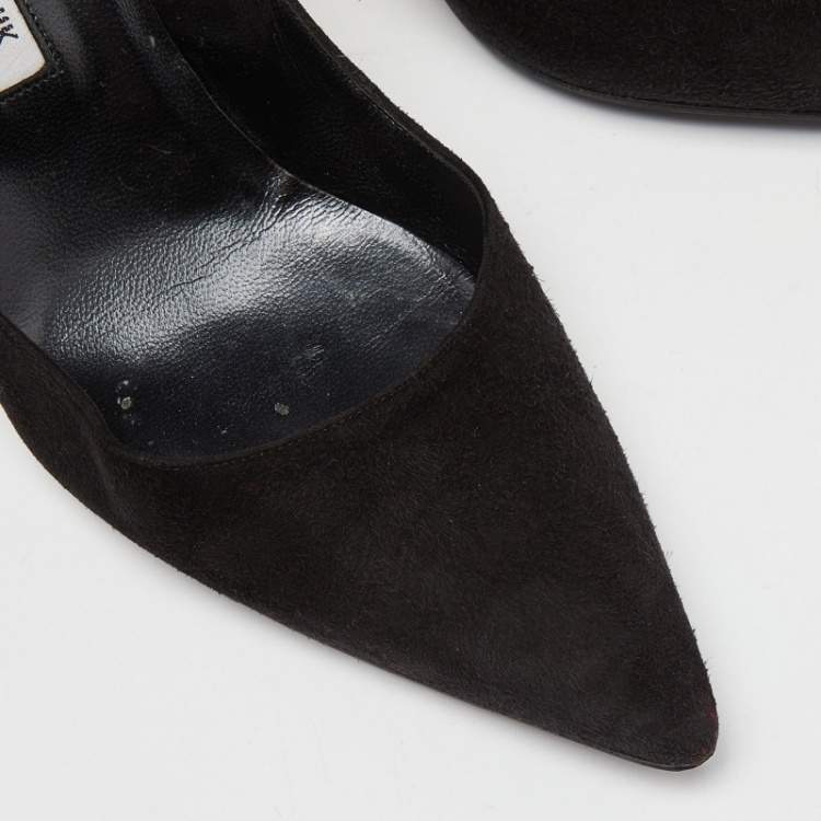 Pre Owned Manolo Blahnik Black Suede Pointed Toe Pumps Size 41.5