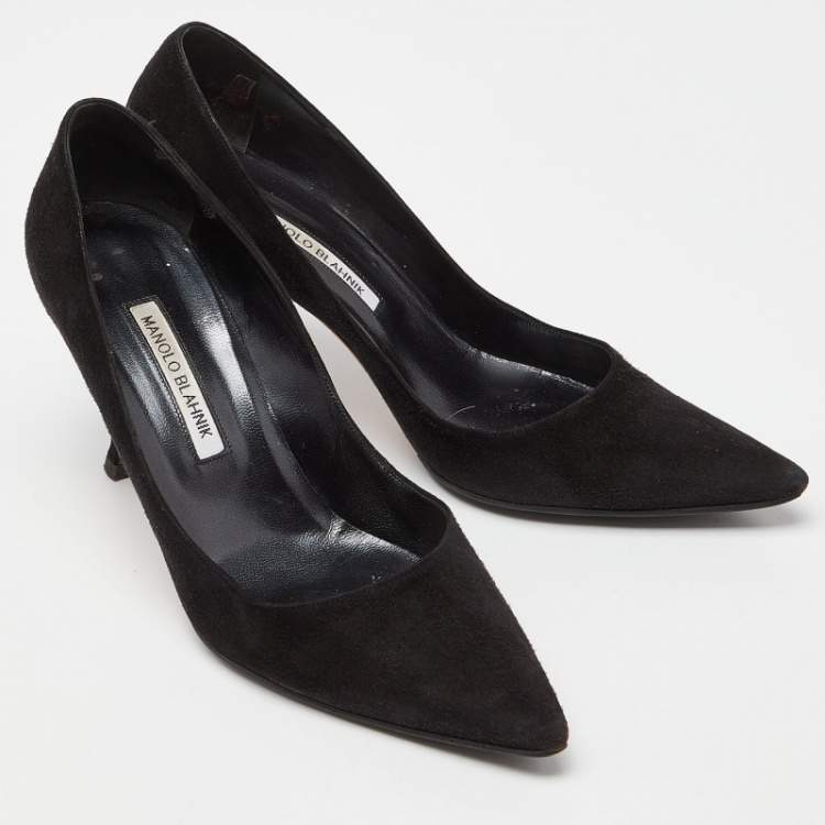 Pre Owned Manolo Blahnik Black Suede Pointed Toe Pumps Size 41.5