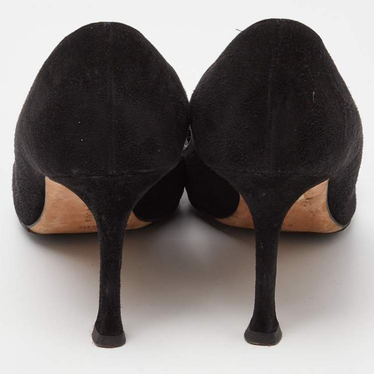 Pre Owned Manolo Blahnik Black Suede Pointed Toe Pumps Size 41.5