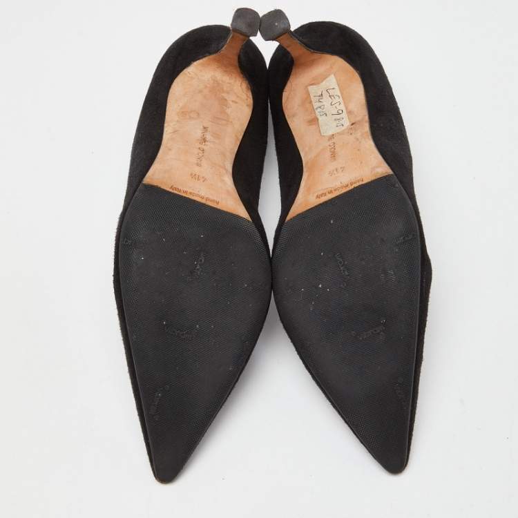 Pre Owned Manolo Blahnik Black Suede Pointed Toe Pumps Size 41.5