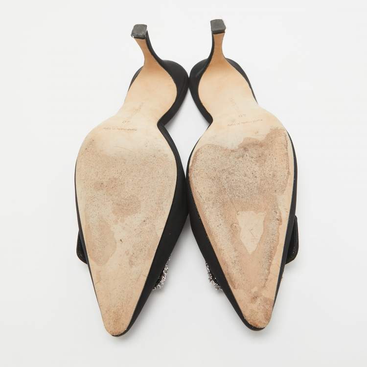Pre Owned Manolo Blahnik Black Fabric Maysale Mules Size 40