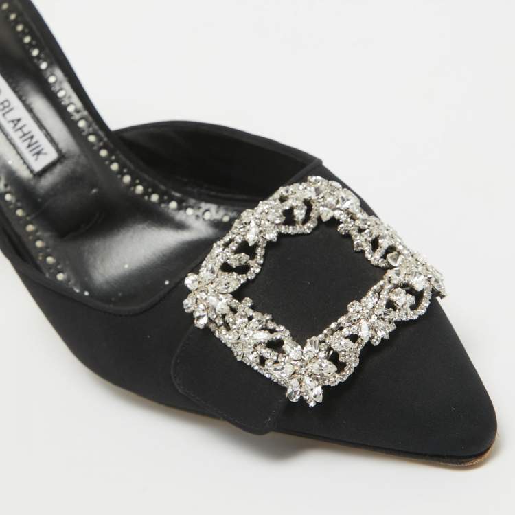 Pre Owned Manolo Blahnik Black Fabric Maysale Mules Size 40