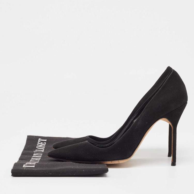 Pre Owned Manolo Blahnik Black Suede BB Pumps Size 38