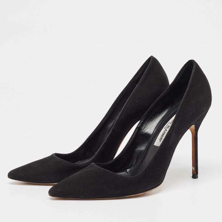 Pre Owned Manolo Blahnik Black Suede BB Pumps Size 38