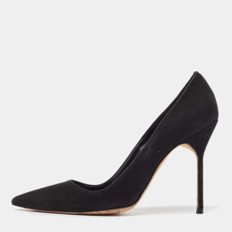 Pre Owned Manolo Blahnik Black Suede BB Pumps Size 38