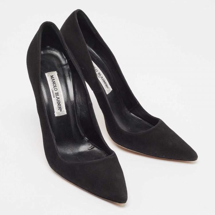 Pre Owned Manolo Blahnik Black Suede BB Pumps Size 38