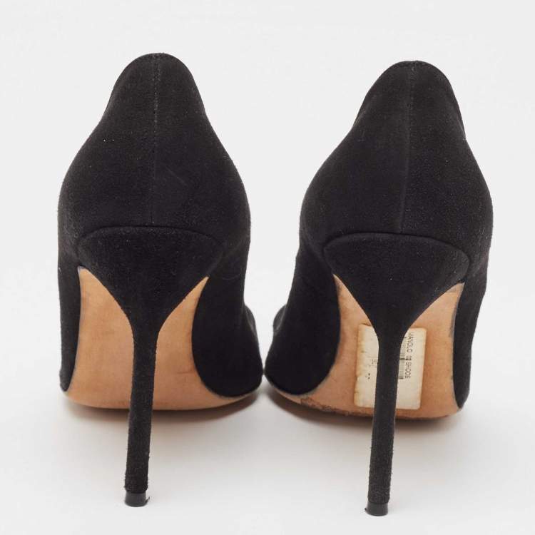 Pre Owned Manolo Blahnik Black Suede BB Pumps Size 38