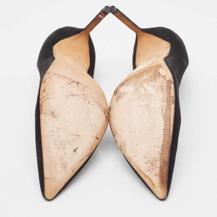 Pre Owned Manolo Blahnik Black Suede BB Pumps Size 38