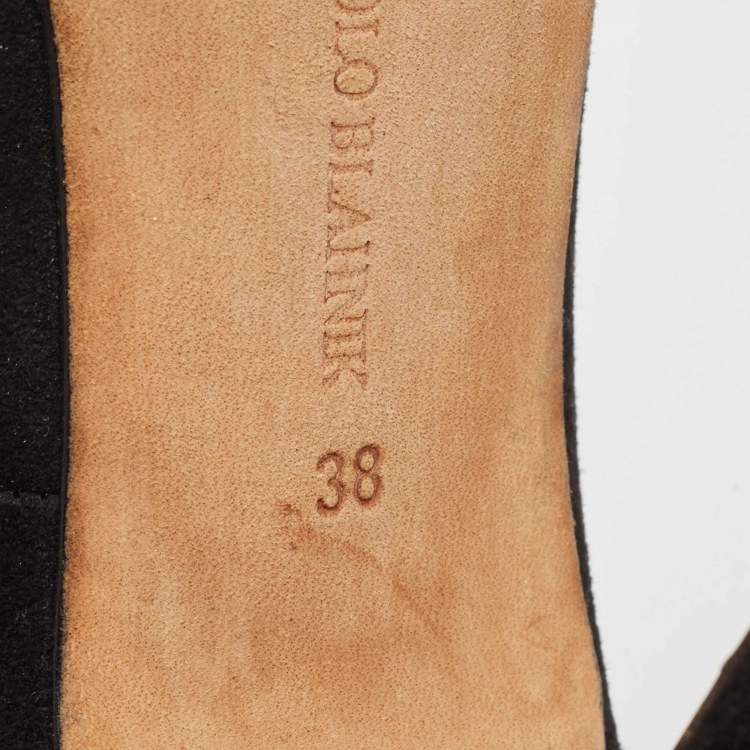 Pre Owned Manolo Blahnik Black Suede BB Pumps Size 38