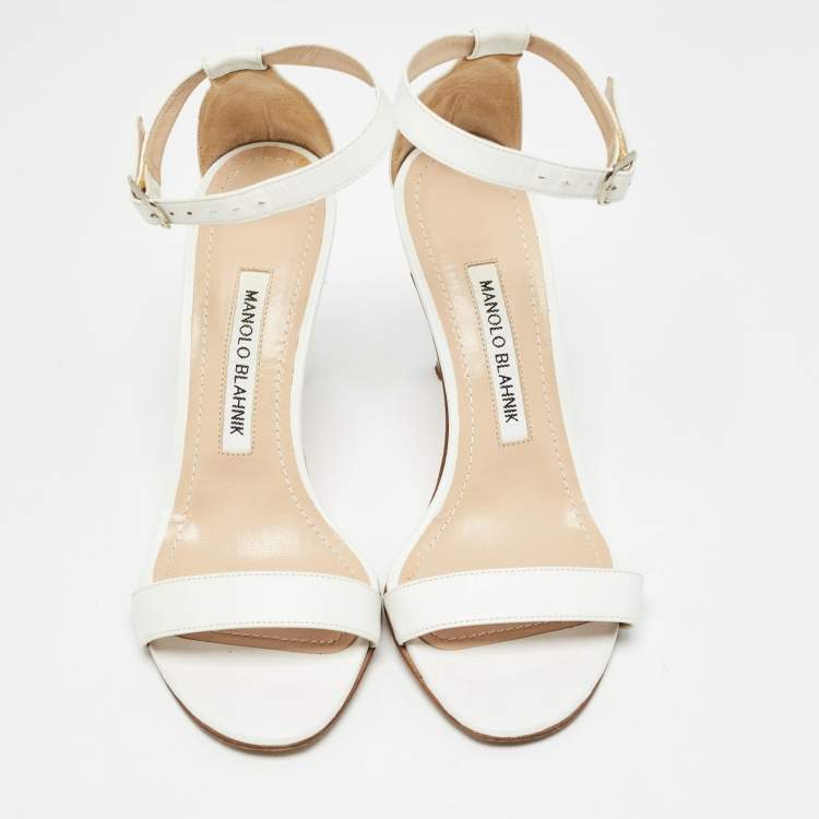 Pre Owned Manolo Blahnik White Leather Chaos Sandals Size 36