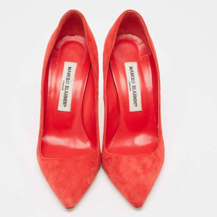 Pre Owned Manolo Blahnik Red Suede BB Pumps Size 36.5