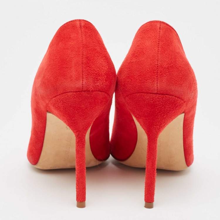 Pre Owned Manolo Blahnik Red Suede BB Pumps Size 36.5