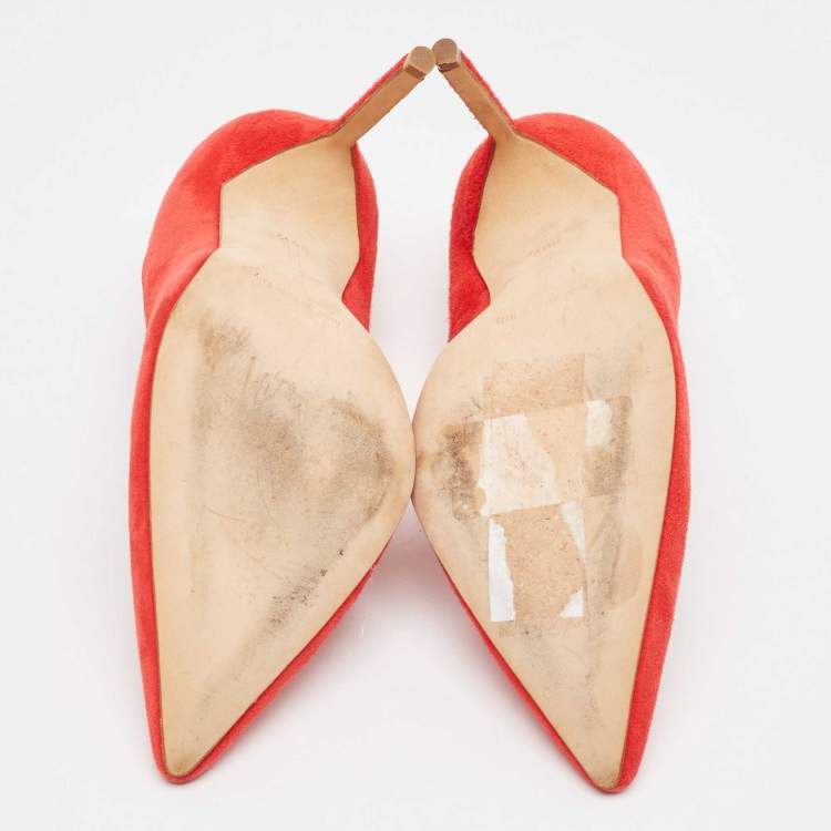 Pre Owned Manolo Blahnik Red Suede BB Pumps Size 36.5