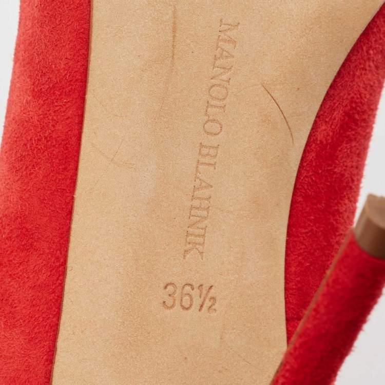 Pre Owned Manolo Blahnik Red Suede BB Pumps Size 36.5