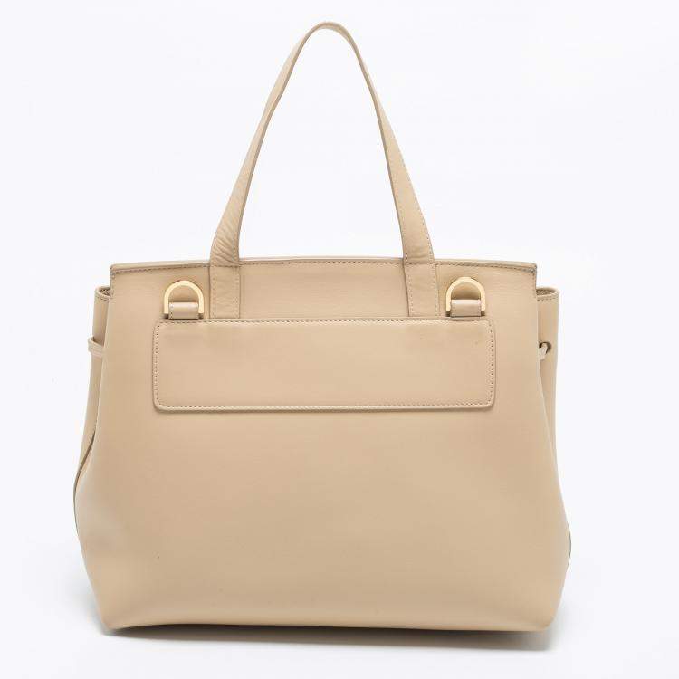Pre Owned Mansur Gavriel Beige Leather Lady Tote