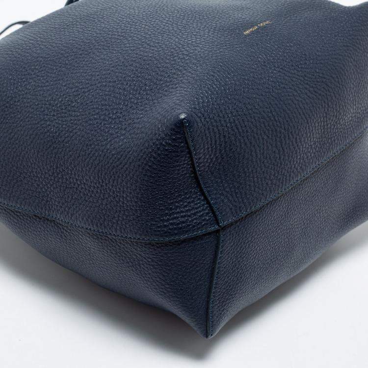 Pre Owned Mansur Gavriel Navy Blue Leather Bucket Bag 