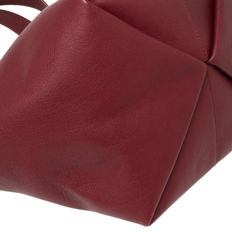 Pre Owned Mansur Gavriel Burgundy Leather Tulipano Tote